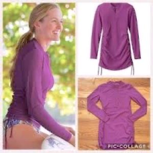 Athleta Tidal Ruched Long Sleeve Rash Guard Cover Up Purple M
